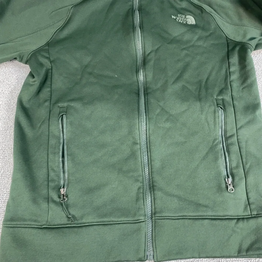 The North Face Full Zip Hoodie Mens Small Green Fleece Lined Athletic Jacket EUC